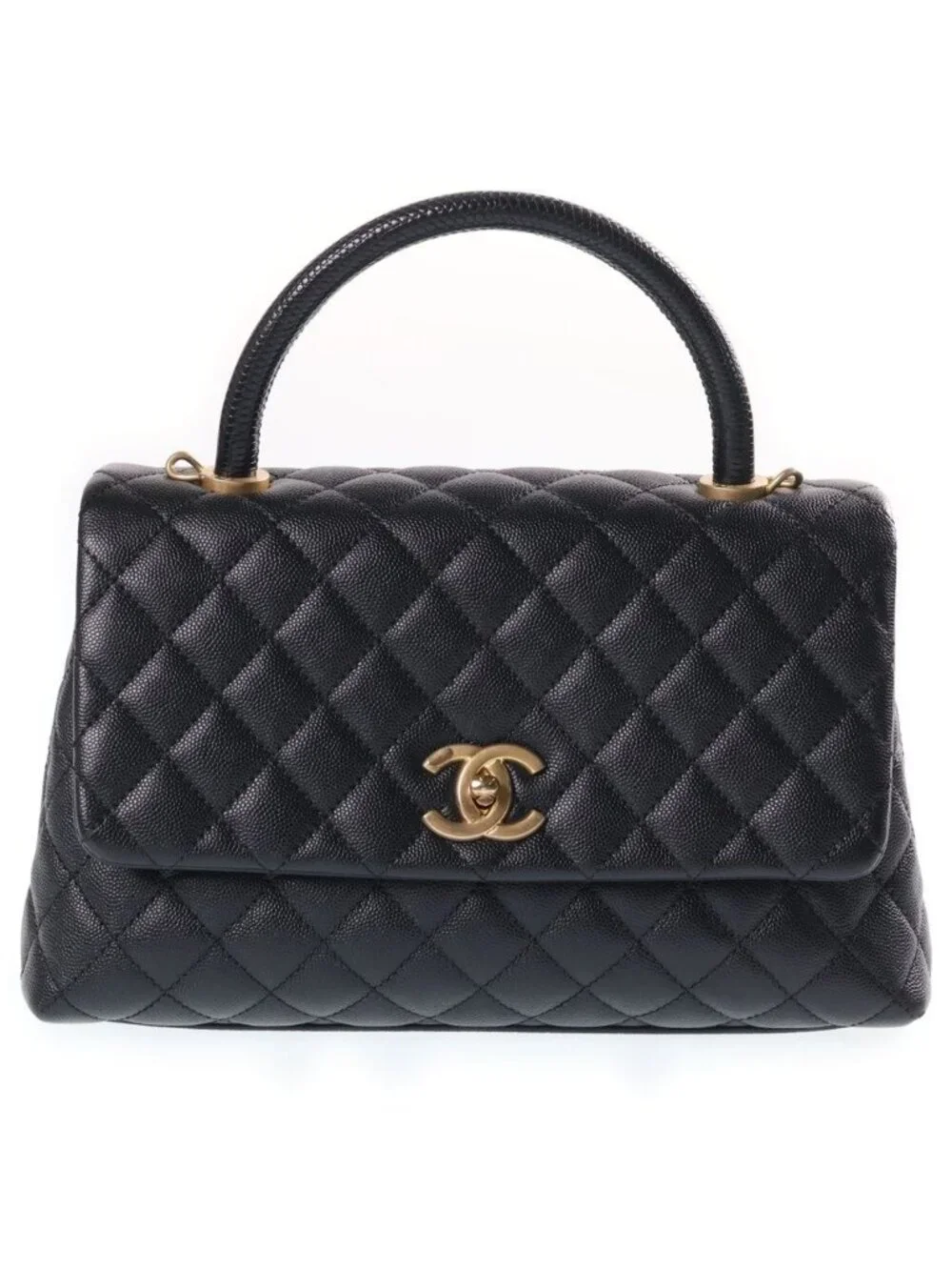 Chanel Coco Handle 29 2-Way Shoulder Bag Black Caviar Leather Gold